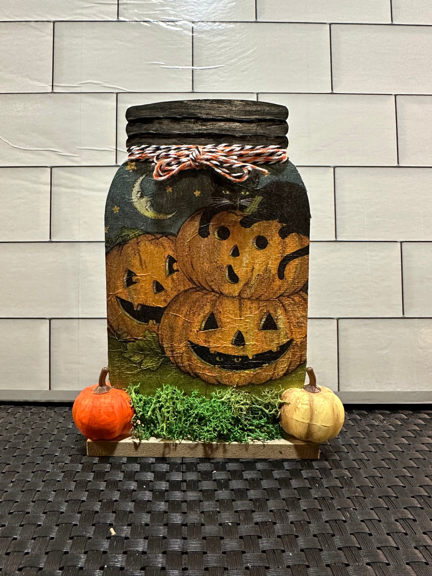 Vintage Halloween tin mason jar