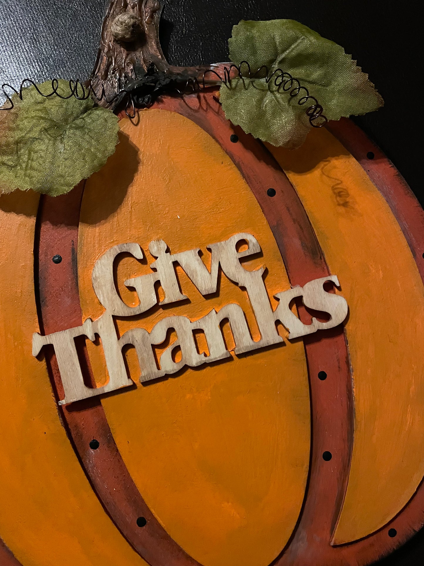 Give Thanks wooden pumpkin