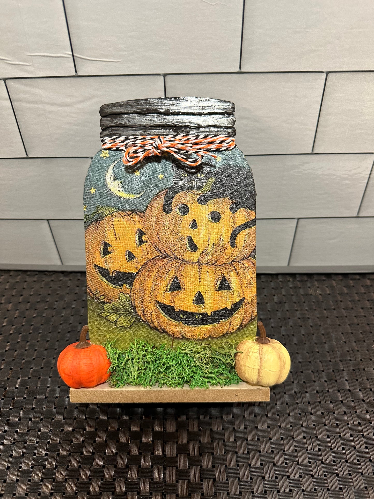 Vintage Halloween tin mason jar