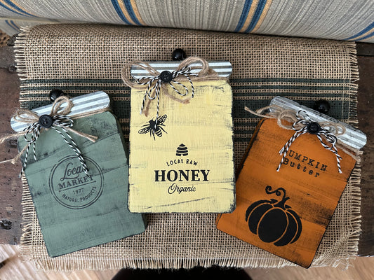 3pc. Wooden Mason Jar set