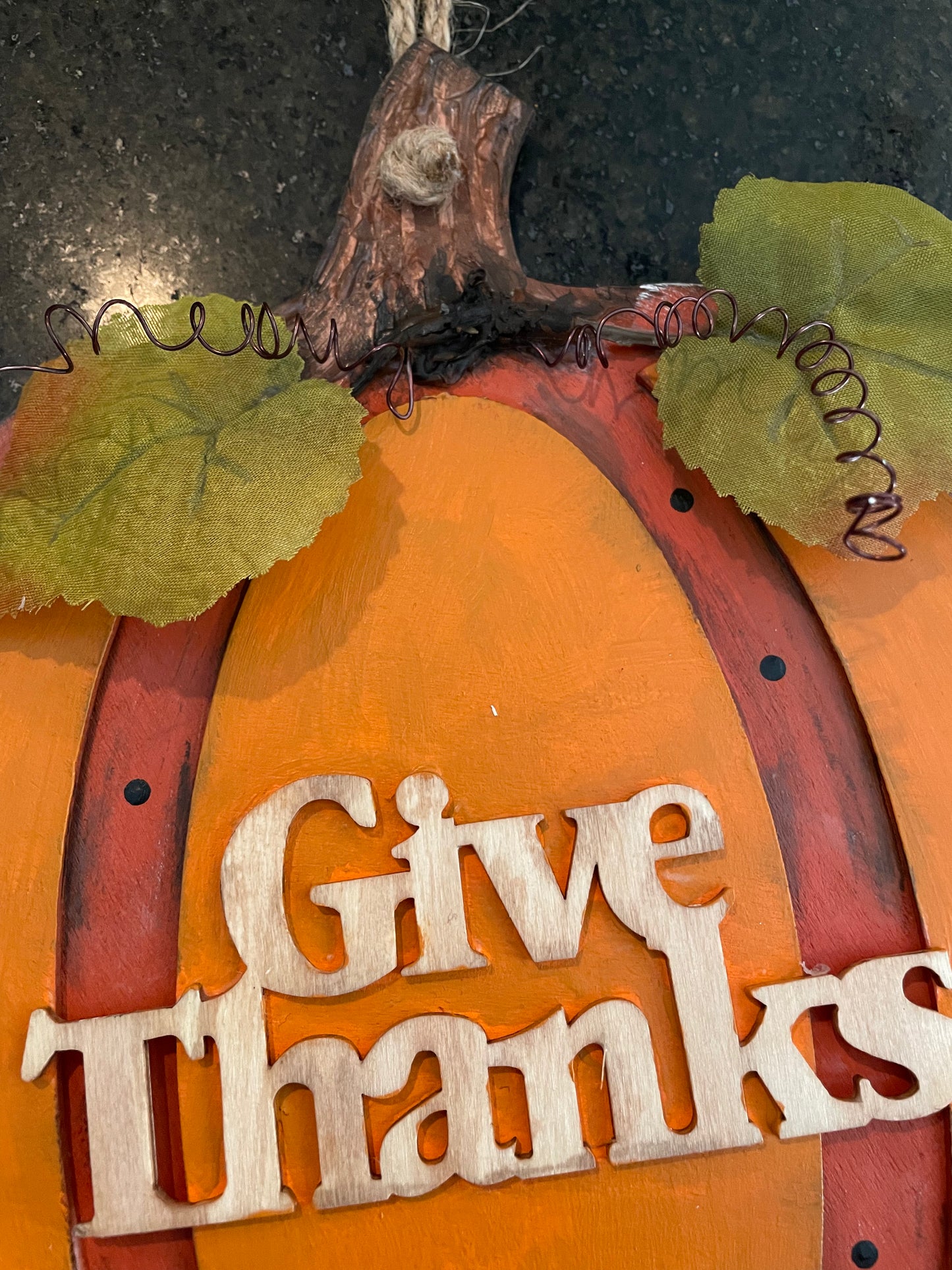 Give Thanks wooden pumpkin