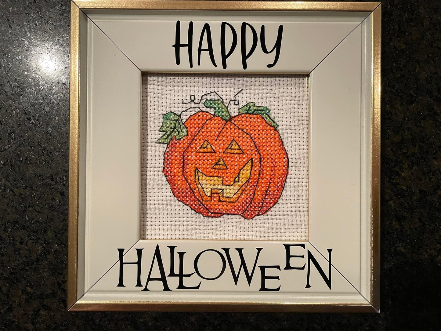 Happy Halloween Jack o Lantern cross stitch