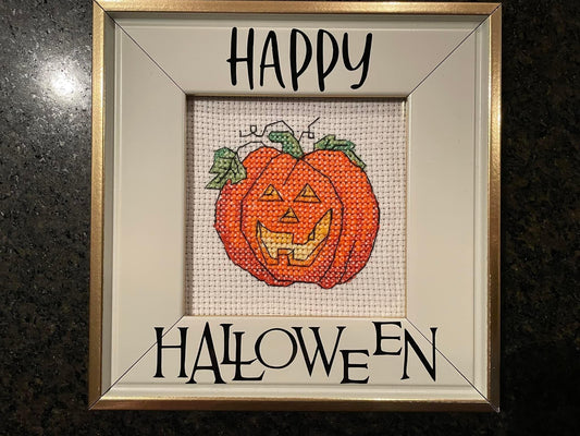 Happy Halloween Jack o Lantern cross stitch