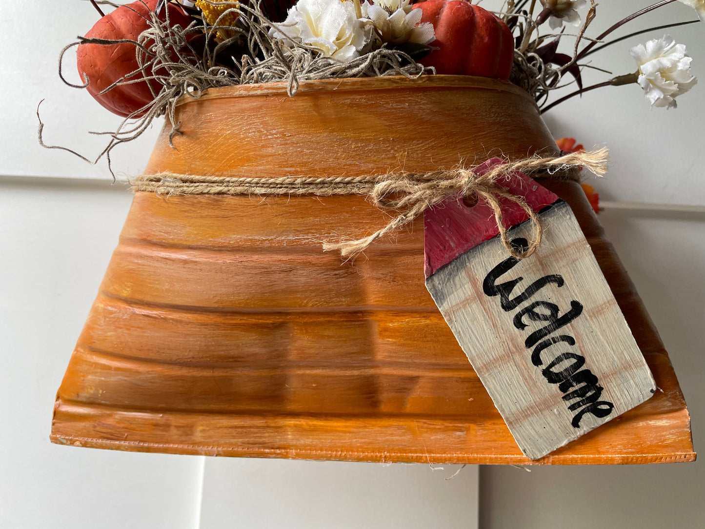 Rustic Orange tin hanging envelope