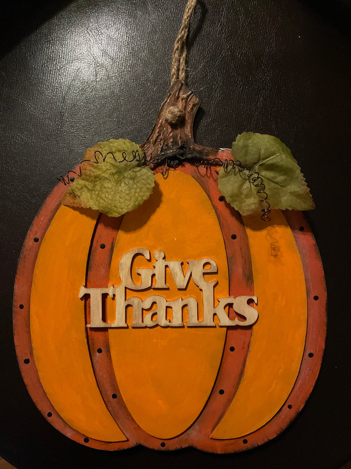 Give Thanks wooden pumpkin