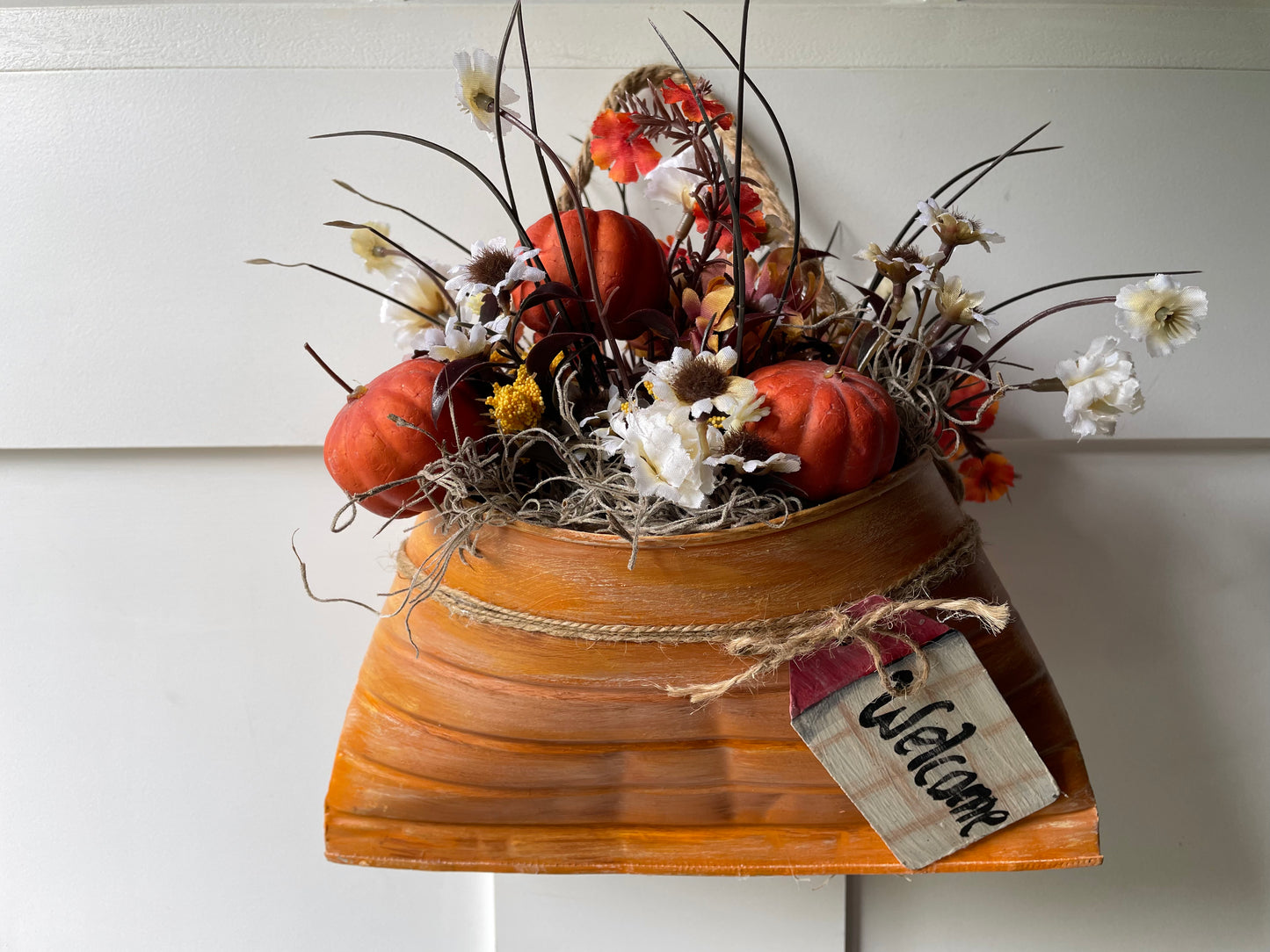 Rustic Orange tin hanging envelope
